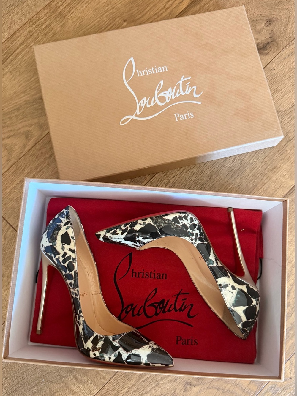CHRISTIAN LOUBOUTIN Carrara marble print Pigalle Follies 100